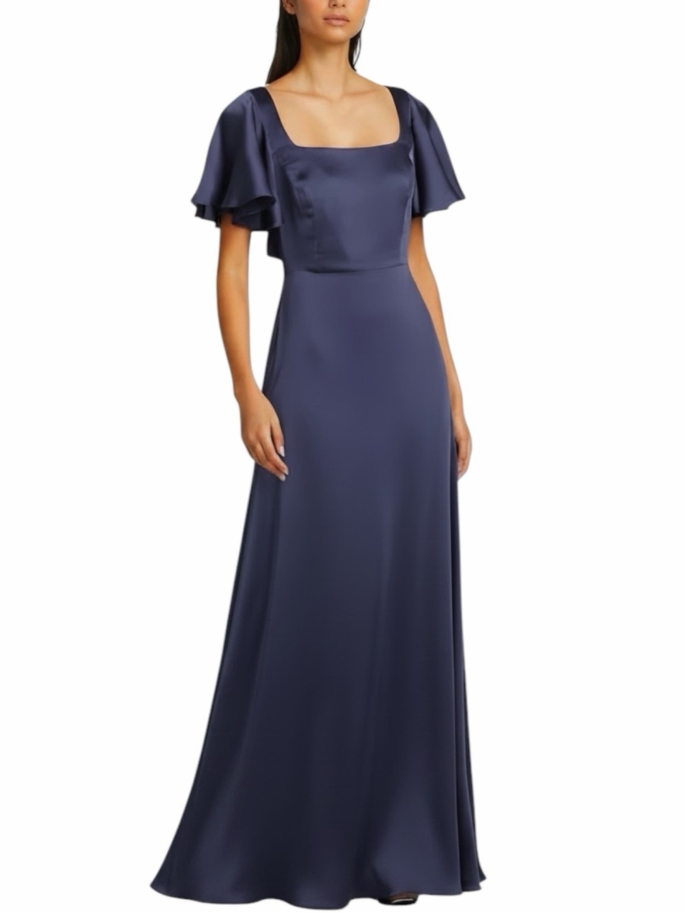 NWT SACHIN + BABI Deep Cobalt Flutter Short Sleeve Tie Back Dress Gown Size 10